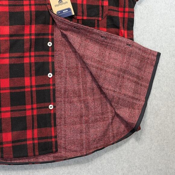 NWT Chubbies The Lumberjack Plaid Flannel Cross Stitch Overshirt Mens M Red - Picture 12 of 12